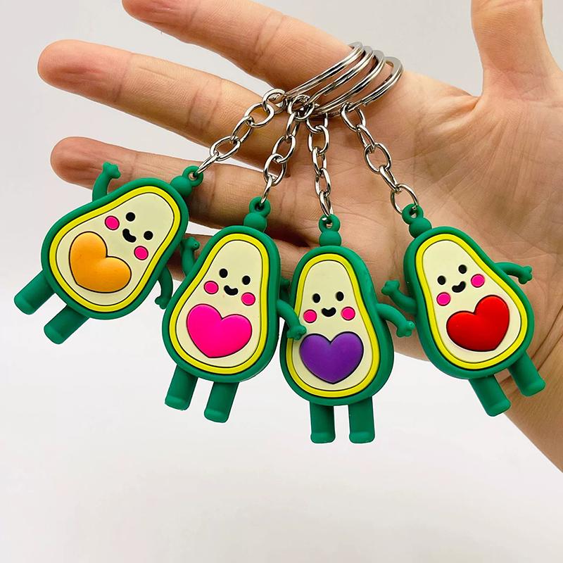 Creative Cartoon Avocado Keychain Bag Pendant Cute Love Emotions Student Gift Car Key Matching Decorations Bedrooms Desktops