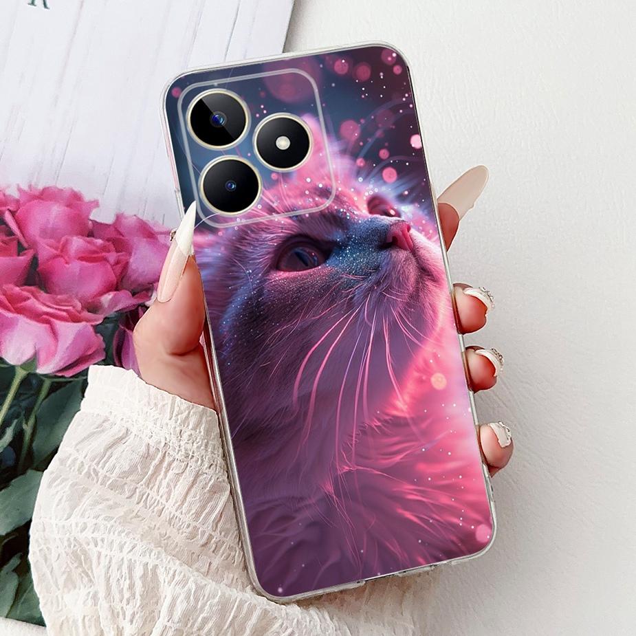 Für Realme Note 50 Hülle RMX3834 Niedliche Katze Bemalte Abdeckung Klare Silikon Weiche TPU Handyhülle Für Realme Note 50 Note50 Fundas Coque