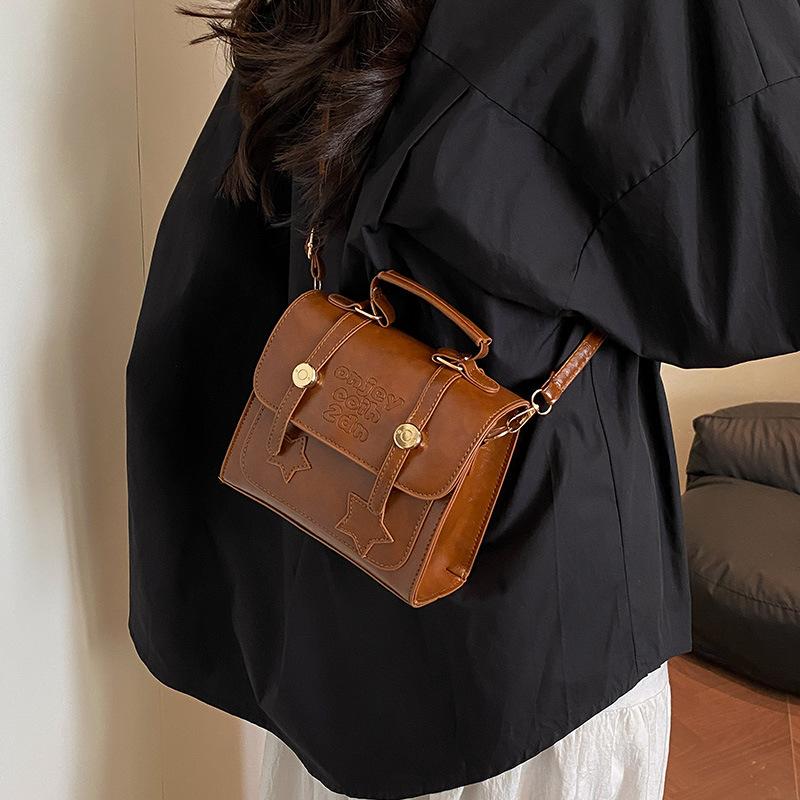 Retro Texture Portable Small Bag Women's 2025 Autumn and Winter Niche Women's Shoulder Messenger Bag Fashionable and Simple Small Square Bag