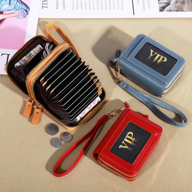 Womens Credit Card Wallet, Large Capacity Multi Card Case Wallet With ID Window, Zipper Card Cases Holder