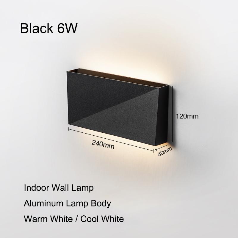Modern Simple 6W/9W/12W LED Wall Lamp Bedroom Bedside Lamp Living Room Aluminum Home Decor Wall Light White/Black Fixtures