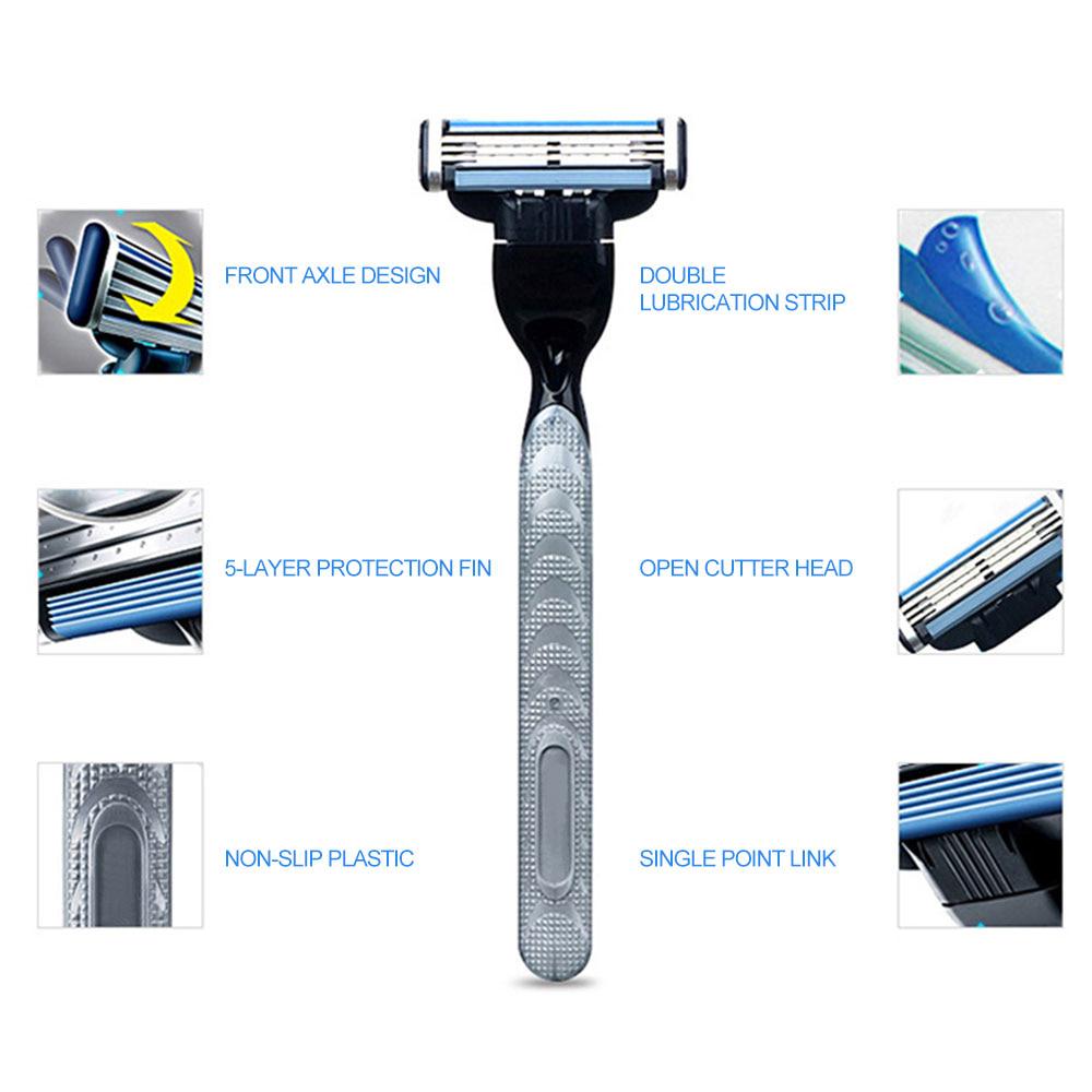 1Pc Shaver Holder 4Pcs Blades Men's Razor Blades Hair Removal Shaving Razors