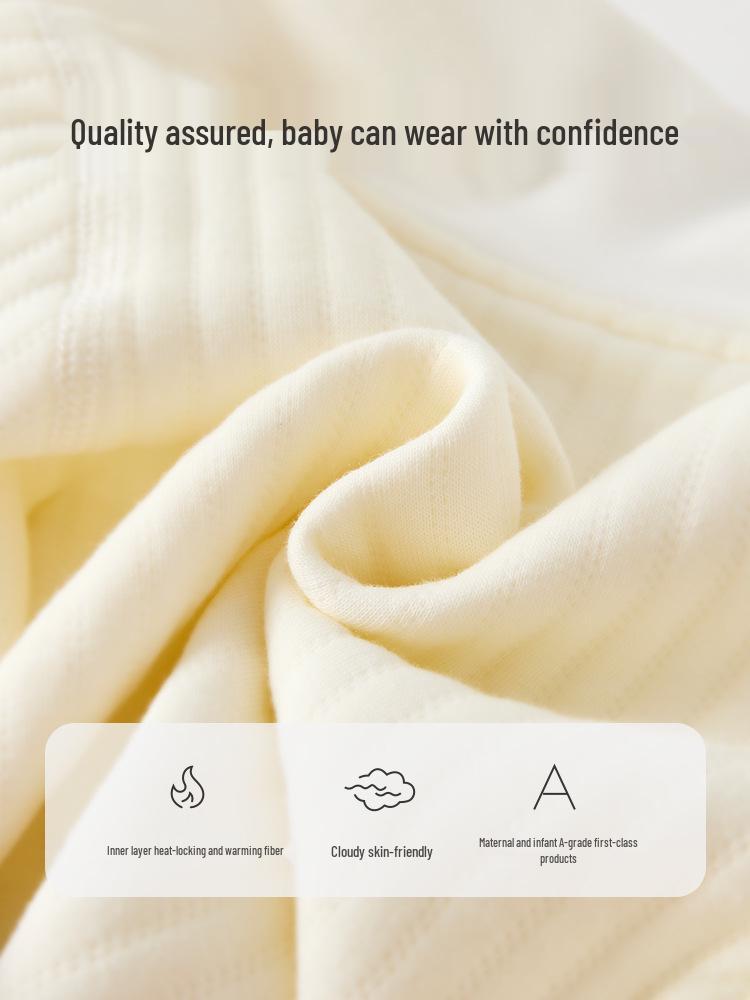 Autumn Quilted High-Waist Warm Pants for Newborns - Unisex Solid Color with Belly Protection