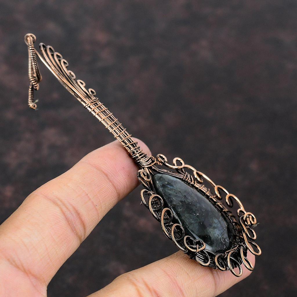 Labradorite Copper Pendant Wire Wrapped Pendant Gemstone Handmade Pendant Copper Wire Wrap Jewelry Gift For Her Labradorite Guitar Pendant