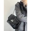 New PU Leather Flap Shoulder Bags Leisure Woman's Black Chain Handbags Fashionable Large Capacity Commuting Crossbody Bag