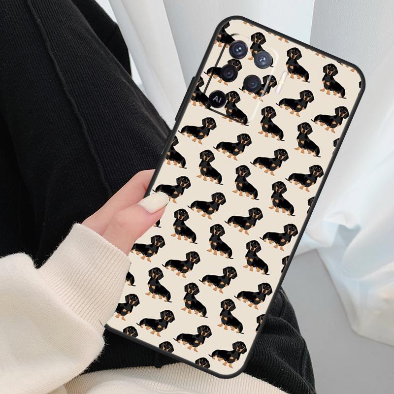Cute Dachshund Sausage Dog Case For Oppo A40 A60 A80 A5 Pro A15 A16 A17 A57 A77 A94 A74 A54 A76 A96 A18 A38 A58 A78 A98