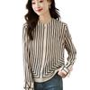 Women's Spring French Temperament Striped Shirt Ladies Autumn Design Round Neck Elegant Commuter Tops