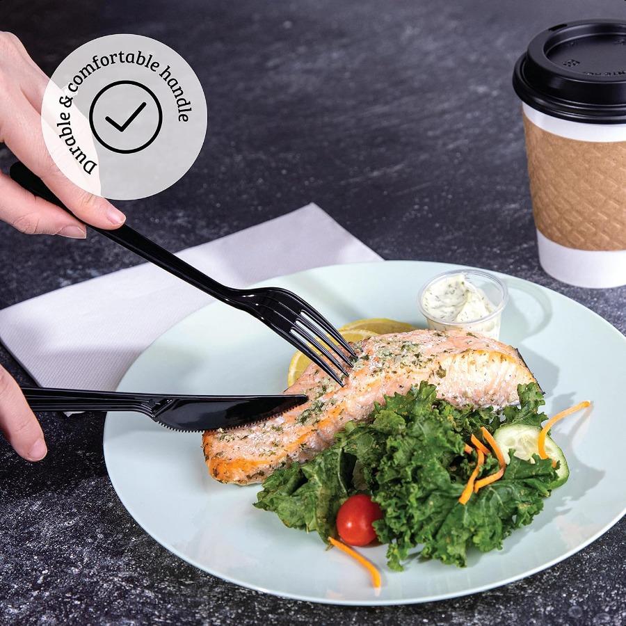 

Набор из 50 пластиковых ножей повышенной прочности, черные одноразовые ножи, набор пластиковых столовых приборов United States