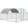 Galvanized Metal Chicken Run with Roof and UV Cover, 280x380x197 Cm, Silver