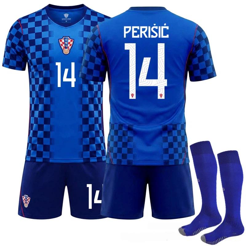

2026 FIFA World Cup Croatia Away #14 PERIŠIĆ Sport Training Jersey Set with Socks Teens Kids Adults Football Kits 16