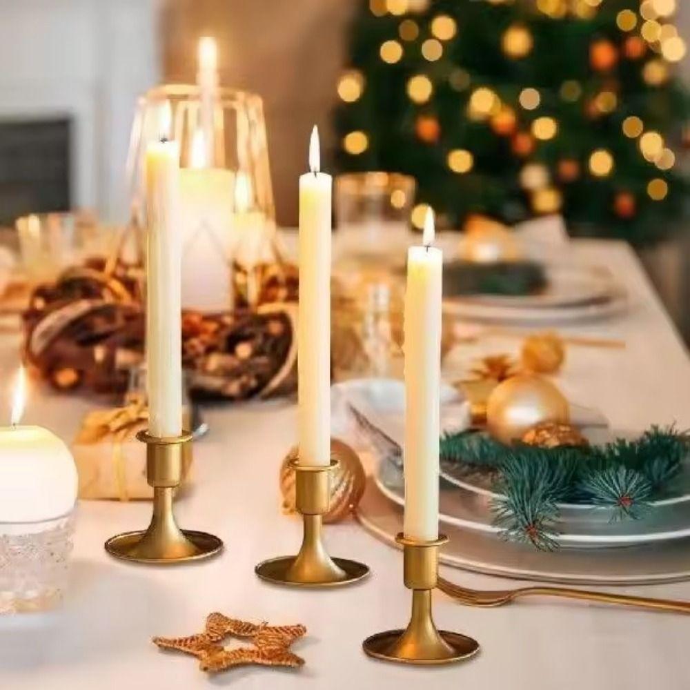 Iron Taper Candle Stand Retro Vintage Candlestick Holder Gold Taper Candle Stick  Home Decoration