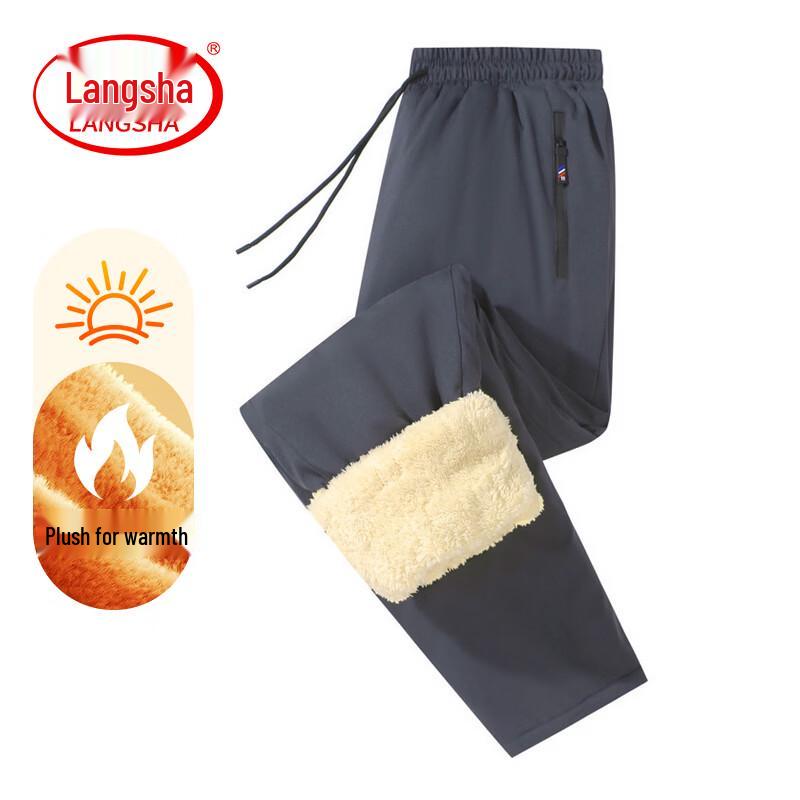 

LangSha Men s Winter Plush Warm Casual Pants 5XL