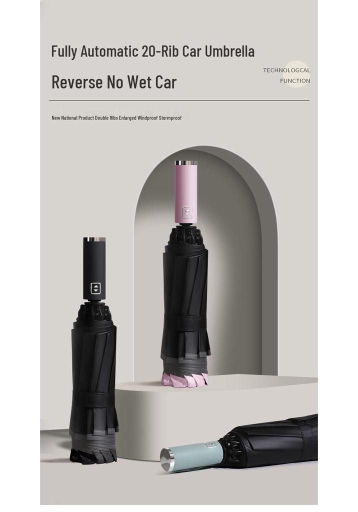 Dual-Use Women's Automatic Umbrella: Sunshade, Rain Protection, Anti-UV, Reverse Folding, Enlarged & Reinforced Design