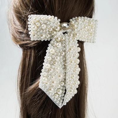 1 Stück Elegantes Schleifen-Haarband Imitationsperle Süße Romantische Haarspange Exquisites Geschenk Modischer Damenschmuck Haarschmuck