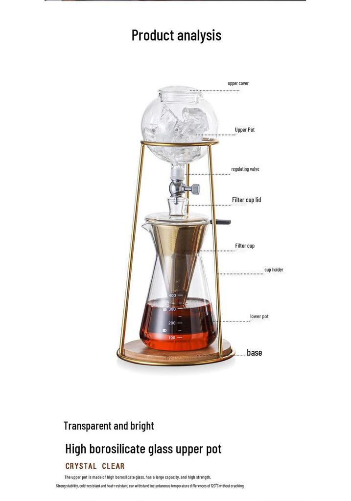 Macchina per Caffè Drip Freddo: Caraffa per Cold Brew e Filtro a Goccia Manuale per Uso Domestico