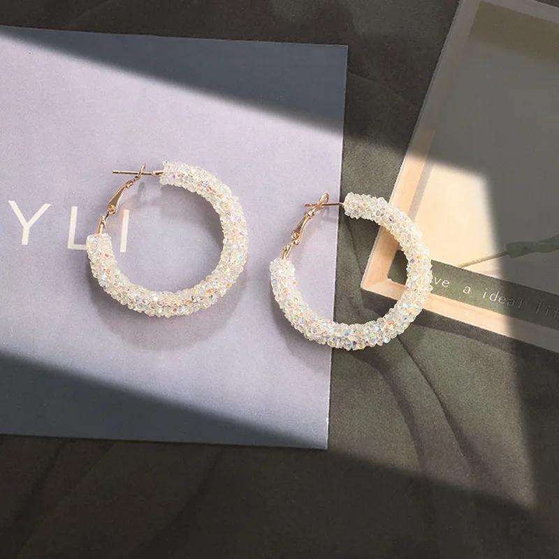 Round Hoop Earrings for Women Color Bling Bling Sequin Earring Jewelry for Wedding Party