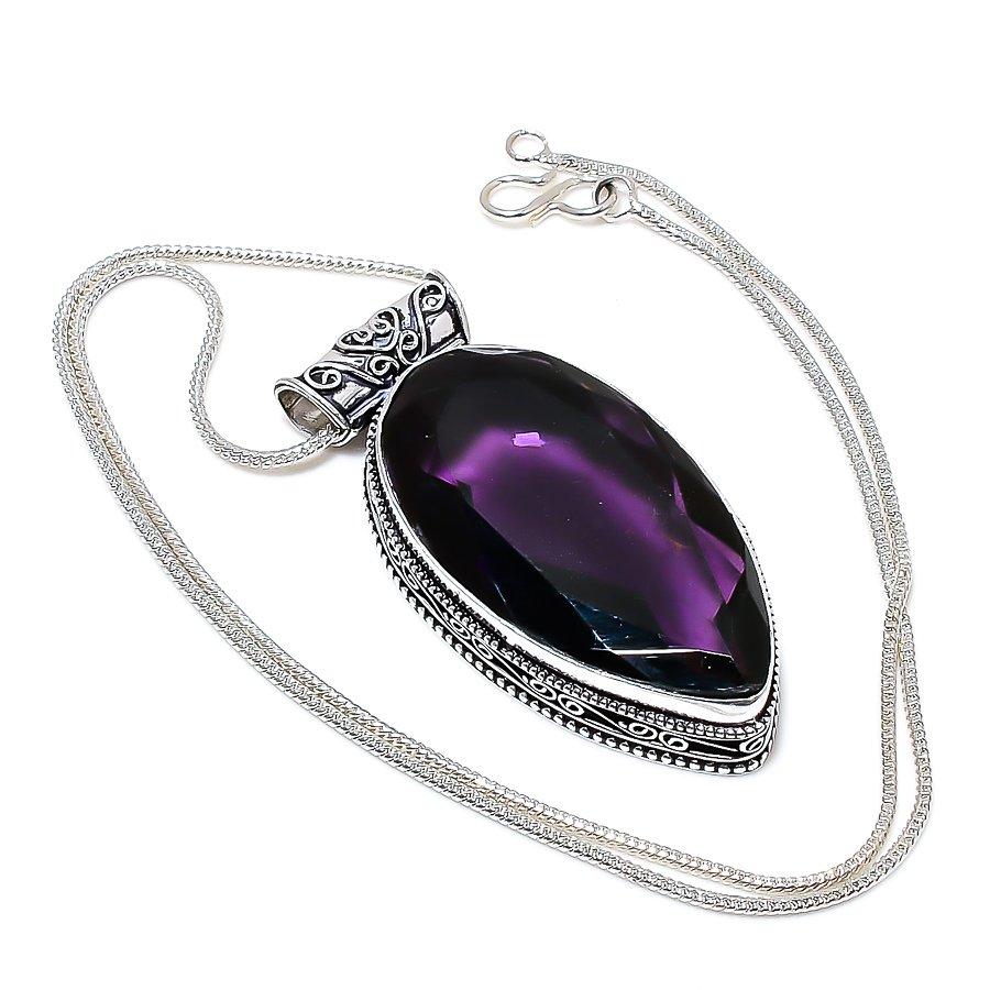 

Винтажный ювелирный кулон ручной работы с аметистом 2,29 дюйма SR-5053