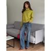 Womens Solid Color Turtleneck Sweater Loose Casual Knit Top Thick Versatile Winter