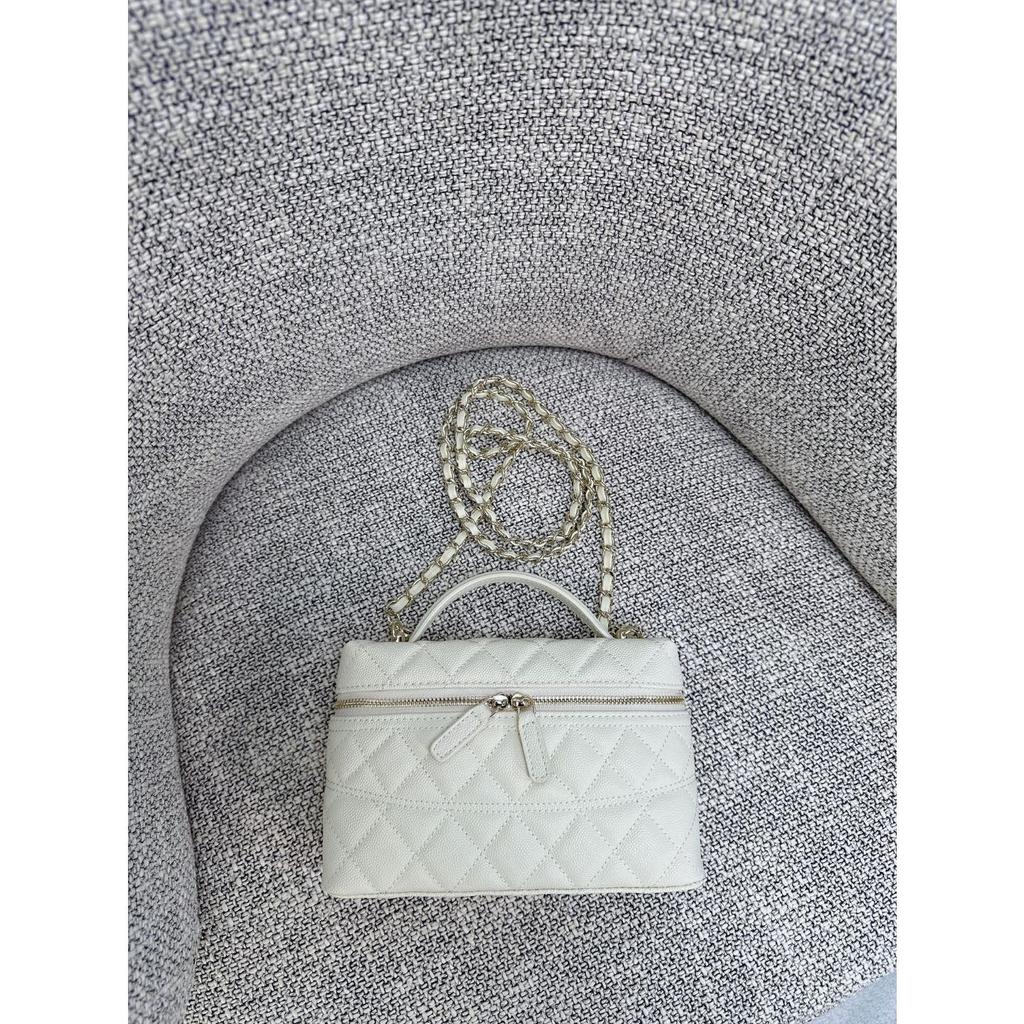 26C Natale Crack Champagne LP Borsa Pranzo Portatile Borsa Cosmetici Borsa a Spalla a Catena Rombo Borsa a Tracolla Donna