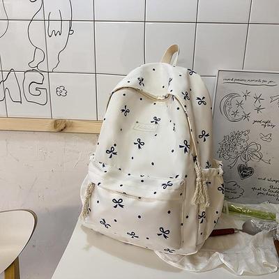 Versatile Bowknot Lightweight School Backpack for Junior and High School Students, Large Capacity, Stylish