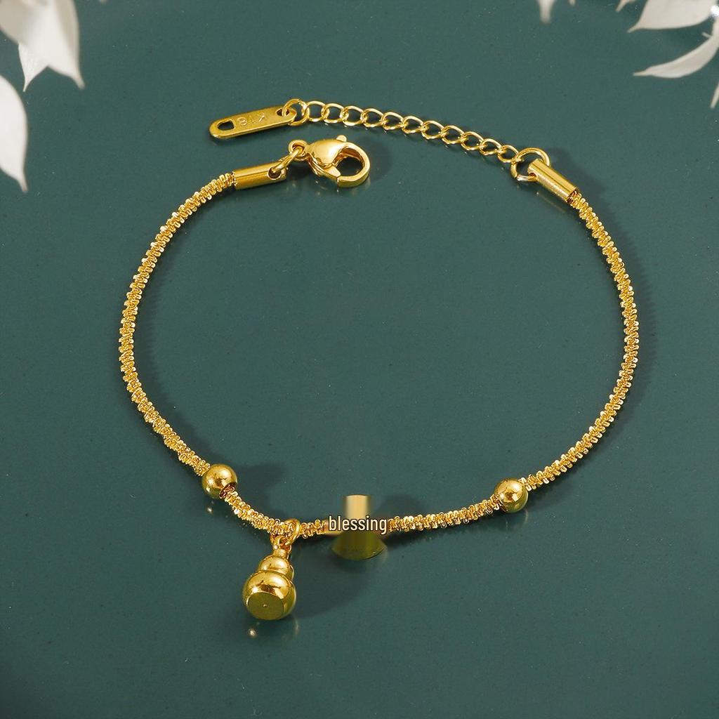2026 Elegant Fu Character Gourd Bracelet: Luxurious New Chinese Style In High-End Titanium Steel