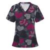 Medical Uniform V-Neck T-Shirts Working Hospital Halloween Short Sleeves Surgical Print Nurse Medical Scrub Print Tops Women Blo
