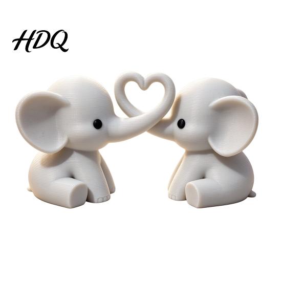 Heart Shaped Figurines Elephant Couple Ornaments Matte Resin Statue for Living Room Sweet Bedroom Decor Wedding Decor Romantic Desktop Sculpture