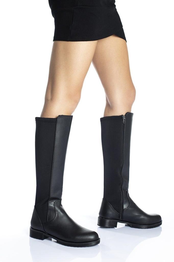 Women Modern Stylish Fashion Boots Boots Faux Leather Black Wet Fabric Knee High Boots