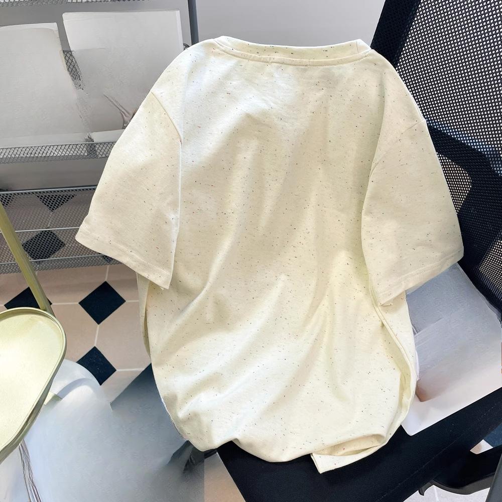 Färgglad prickbroderi tryckt kortärmad t-shirt för sommaren