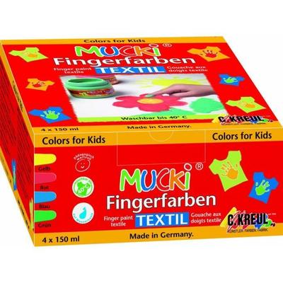 Textile Finger Paint - C.KREUL - MUCKI - 150 Ml - 4-Color Kit - Water-Based