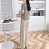 Women's Petite Striped T-Shirt & Wide-Leg Pants Casual Set