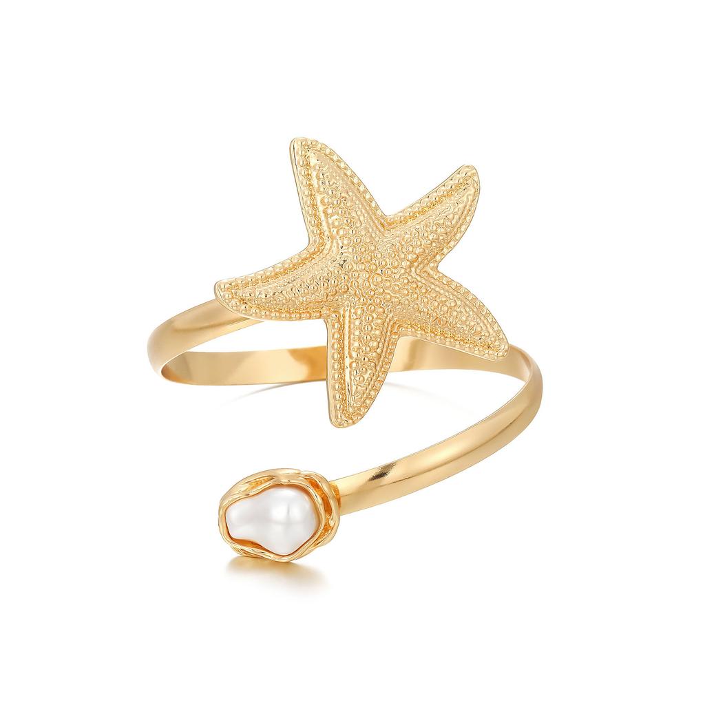 Ocean Vacation Wind Starfish Special-Shaped Imitation Pearl Arm Ring Women'S Opening Adjustable Upper Arm Bracelet