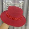 Nieuwe Kleur Ketting Platte Top Unisex Jazz Strooien Hoed Buiten Vrouwen Zeevakantie Zon Strand Hoeden Mode Zomer Panama Emmer Hoed