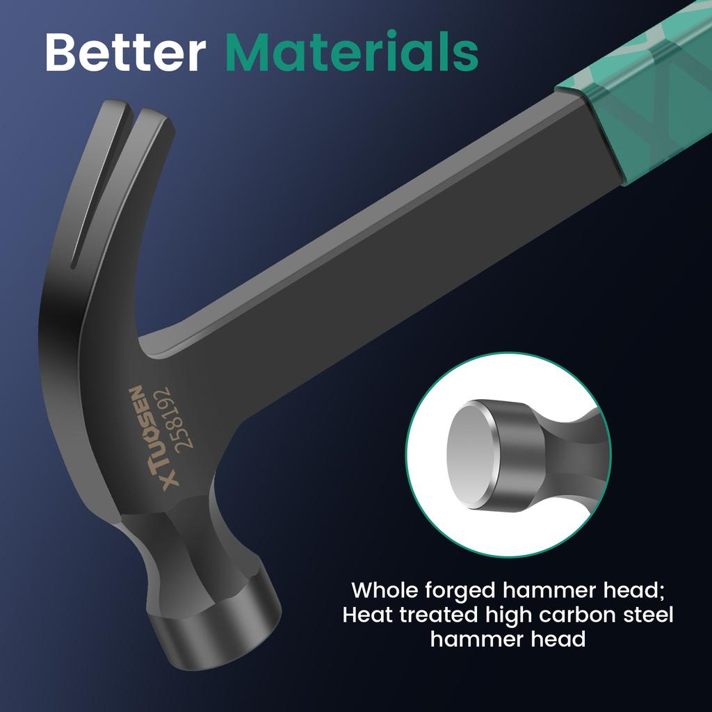 Multi-functional Claw Hammer High Carbon Steel Straight Claw Hammer Efficient Carpenter Hammers for Home Construction Carpentry