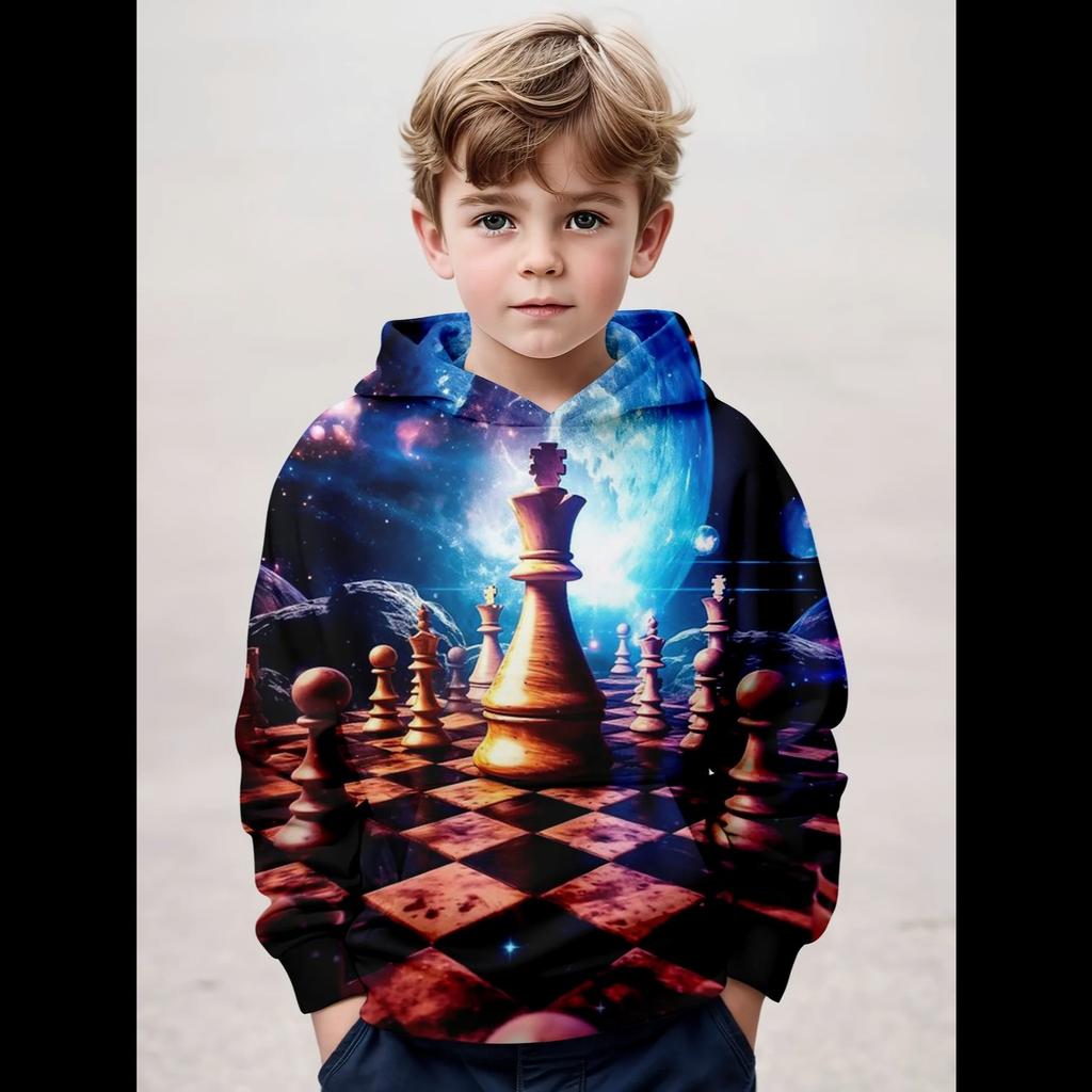 Kids Clothes Boys Hoodies Long Sleeve Trendy Chess Print Girl Clothing Kids Spring Fall Clothes Children Clothing Pullover