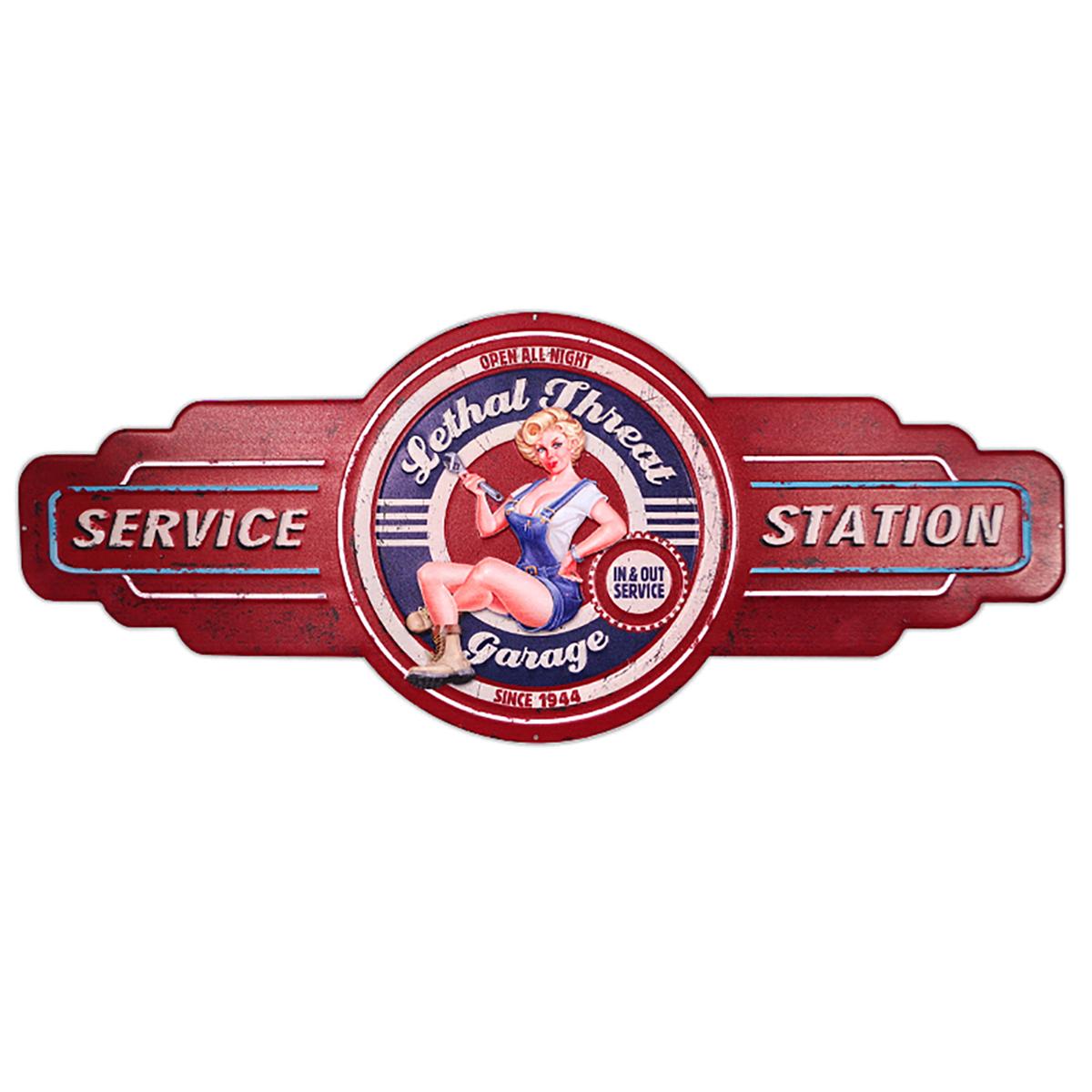 

Les Trésors De Lily [A3225] - Ретро металлическая вывеска Service Station винтажный красный синий - 73x30 см