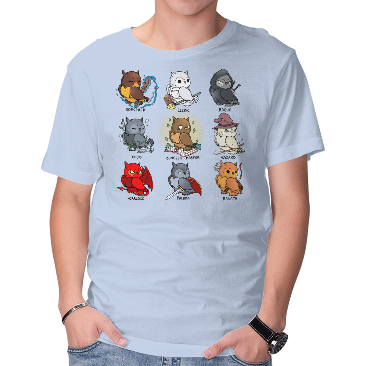 Unisex Crew Neck T-Shirt Owl Role Play Game Graphic Short Sleeve Casual Tee XS