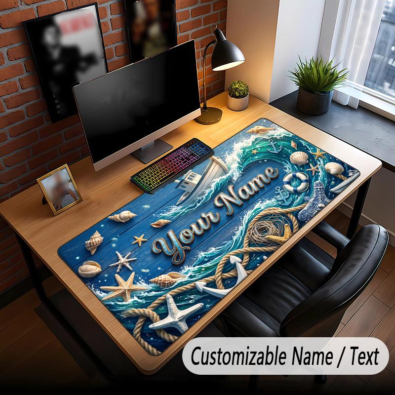 Fish Ocean Theme Custom Mouse Pad Personalized With Name Text Customized Desk Mat For Office Home Decor