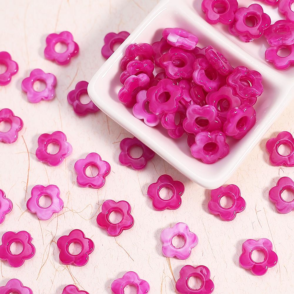16mm Gradient Plum Blossom Resin Beads, Five-Petal Flower for Handmade DIY Bracelets & Necklaces