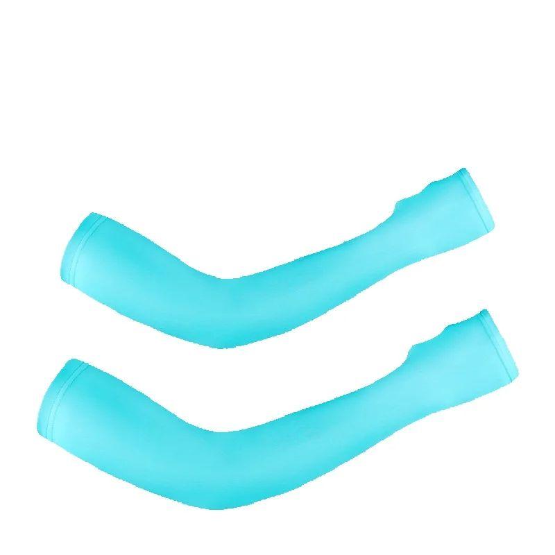 

Ice Silk Arm Sleeves Multi-color UV Protection Sleeves Men Women Thumb Hole Arm Covers Outdoor Cycling Fishing Travel Arm Guards світло-синій колір