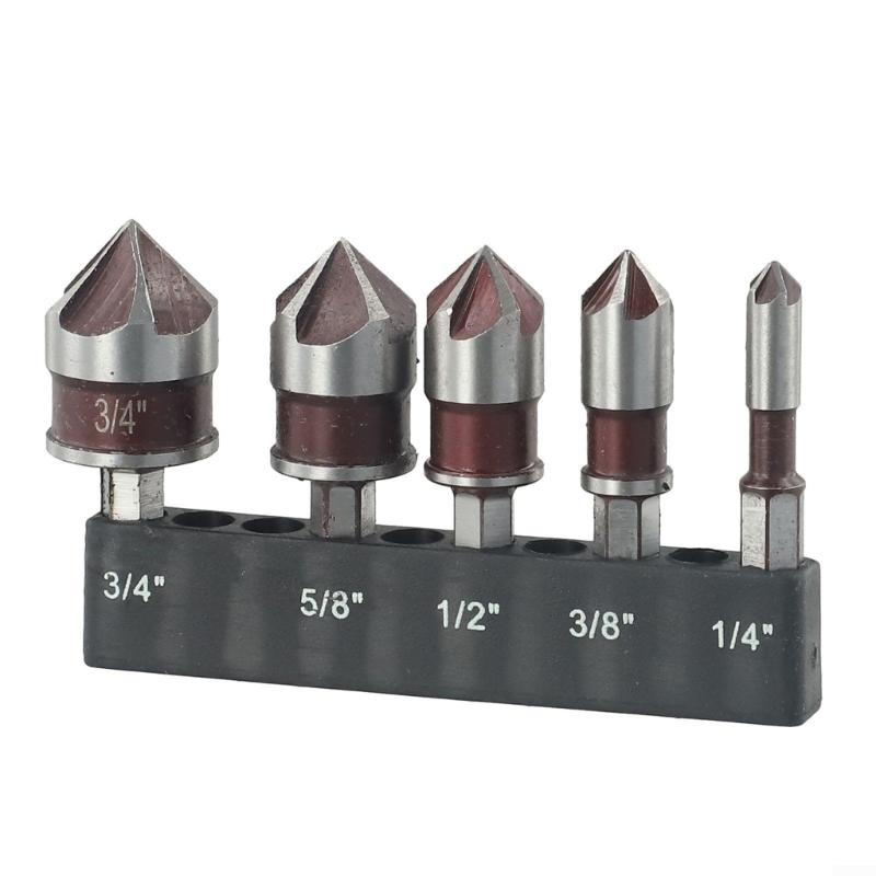 

Profession 5 Flute Countersink Set With Hex Shank Design 82° Angled Tip For Smooth Boring On Metals Wood Composite Materials 1