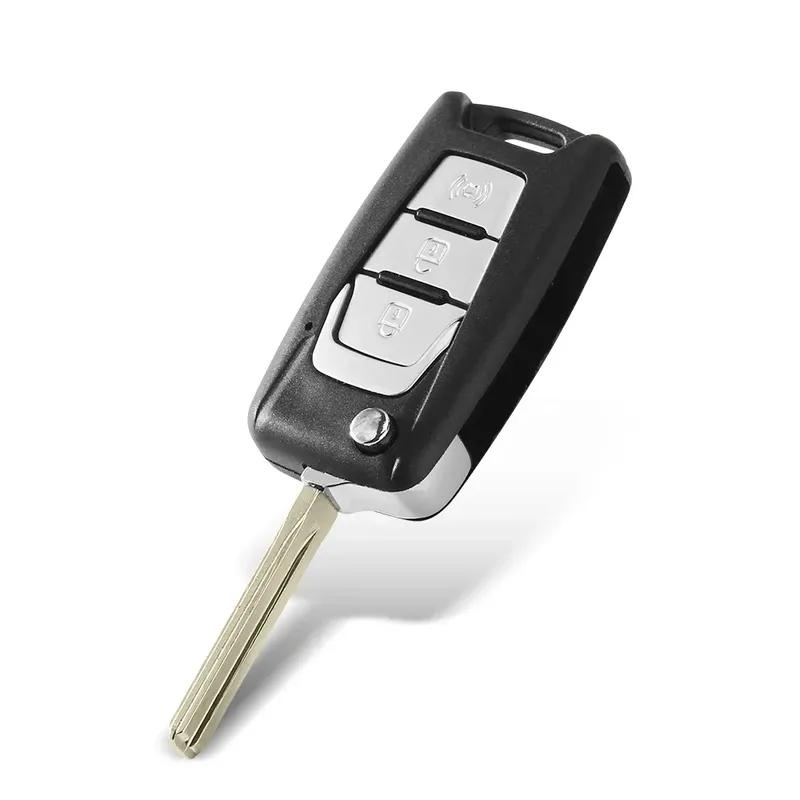 KEYYOU 1PCS For SsangYong New Flip Folding Remote Car Key Shell Case 3 Buttons For SsangYong Korando Actyon C200 2016 2017 Key