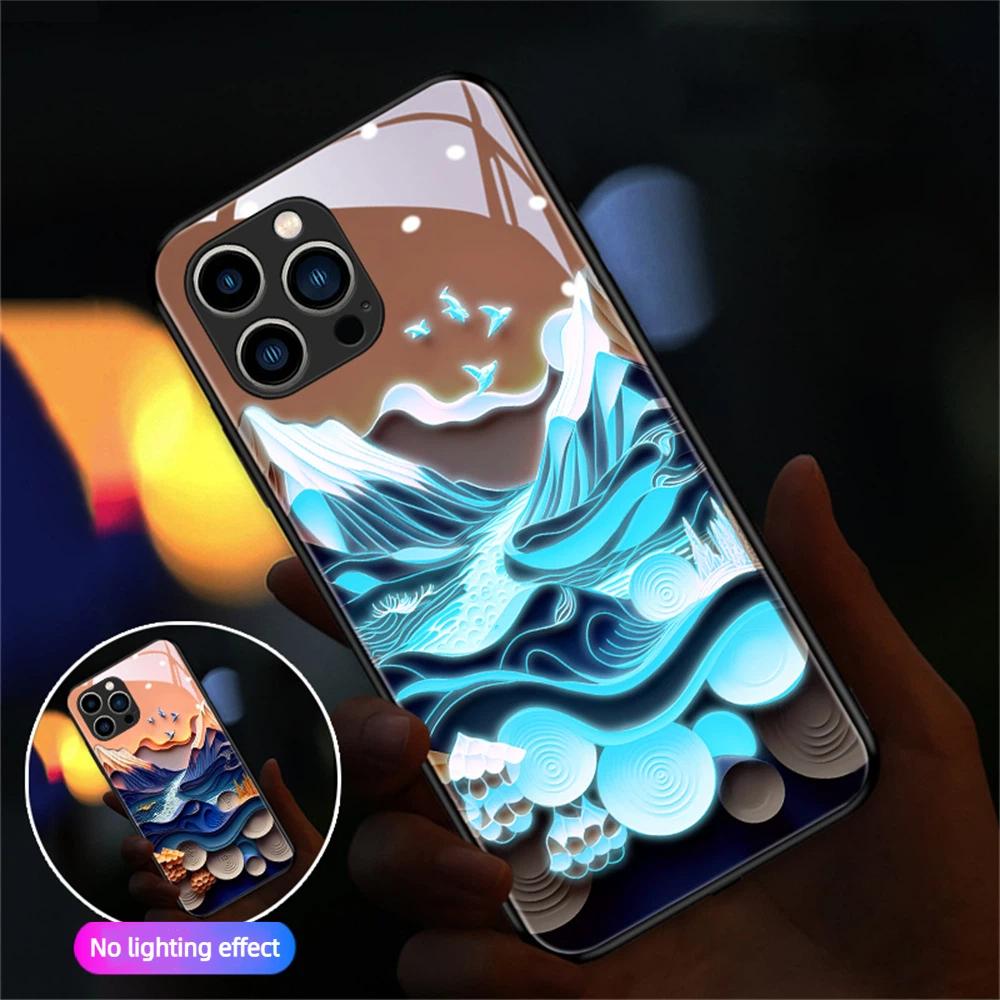Classic Antique Painting LED Light Phone Case For IPhone Samsung 【Style A】For Iphone 16 Plus