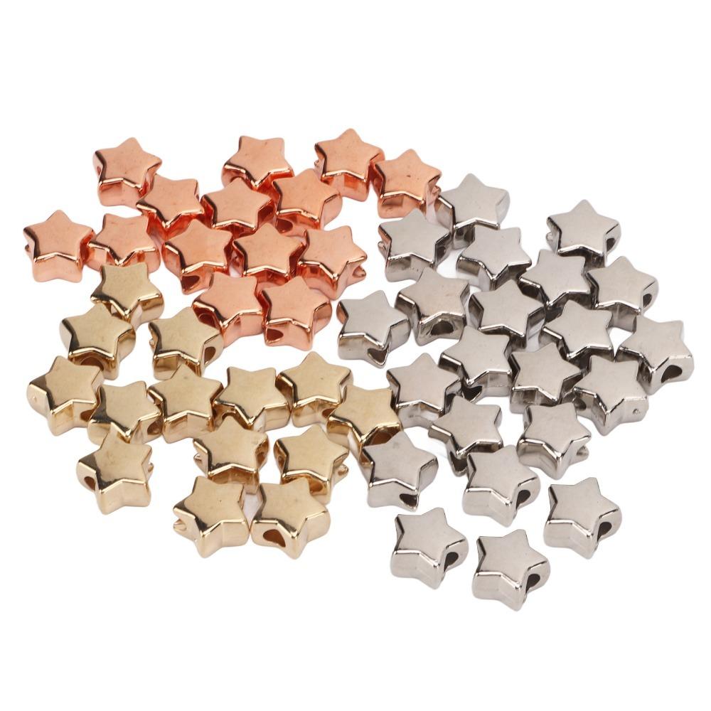 

50pcs Plastic Jewelry Making Beads Small Hole Star Spacer Beads Star Shaped Beads Earring Craft