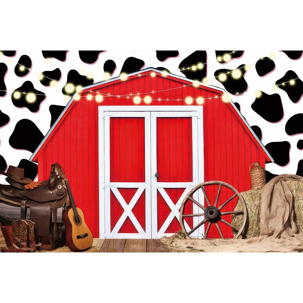 Barn Farm Birthday Backdrop Western Cowboy Photography Background Wood House Door Wild West Rodeo Party Decorations Girl Banner