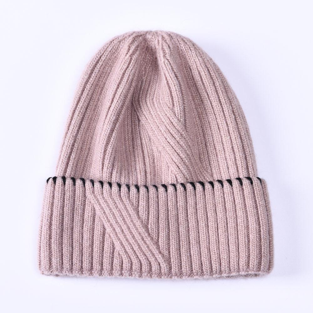 Men's and women's knitted hats rabbit down slash striped hats autumn and winter knitted cold hats outdoor wool hats warm and windproof