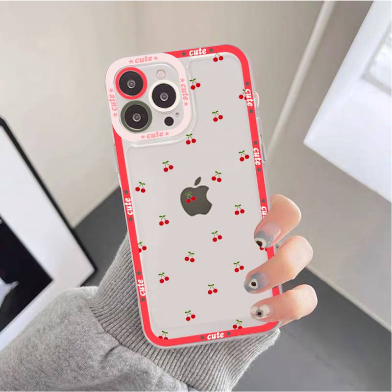Lovely Cherry Strawberry Phone Case for iPhone 11 12 13 Mini Pro Max 14 Pro Max Case shell