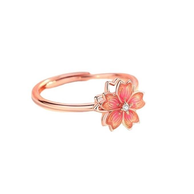 Turn Peach Blossom Ring Female Niche Design High-end Sense New Chinese Style Sansheng III Rotating Ring To Send Girlfriend Jewelry