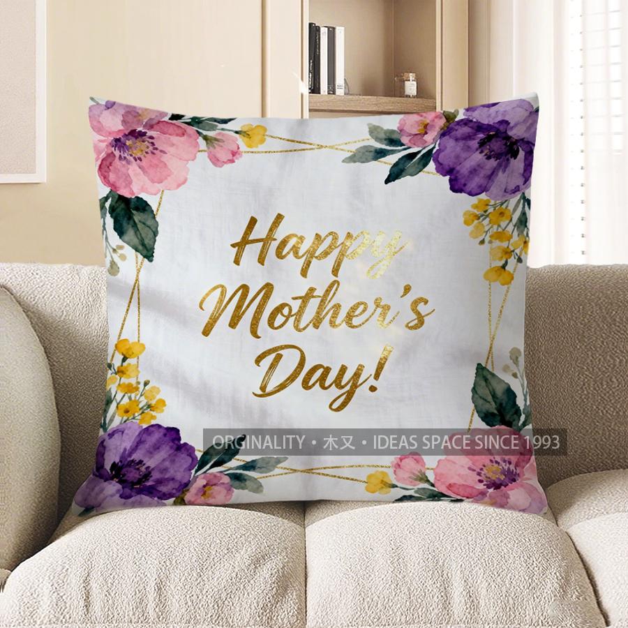 Home Decor Happy Mother'S Day Floral Throw Pillow Pattern Cushion Cover Suitable For Sofa Bedroom Car Pillow Cover