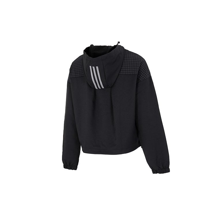 Adidas Striped Casual Woven Hooded Long Sleeve Jacket Women Jacket Black HM7085